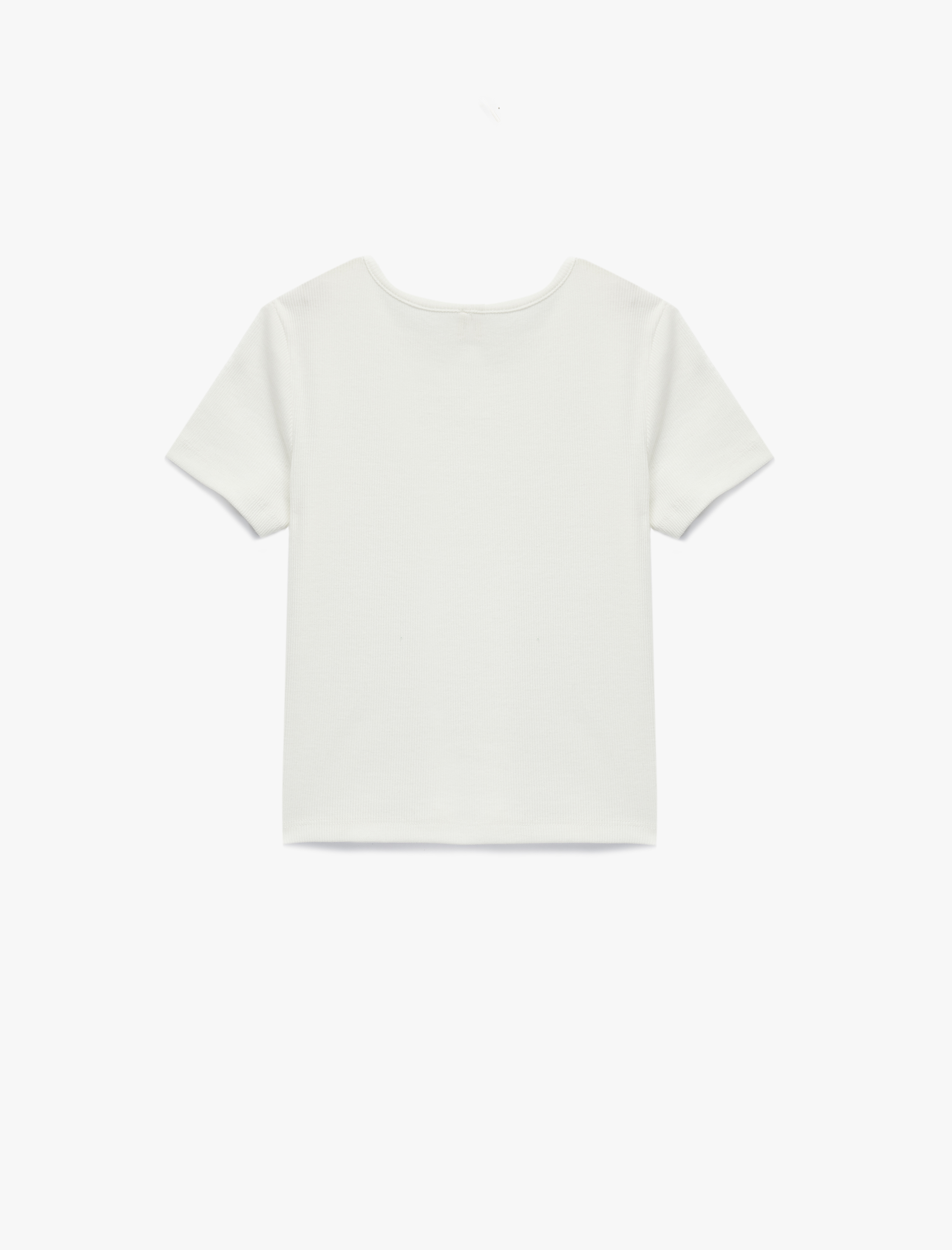  Kız Çocuk Kaşkorse Pamuklu Kısa Kollu Bisiklet Yaka Fiyonklu Tişört