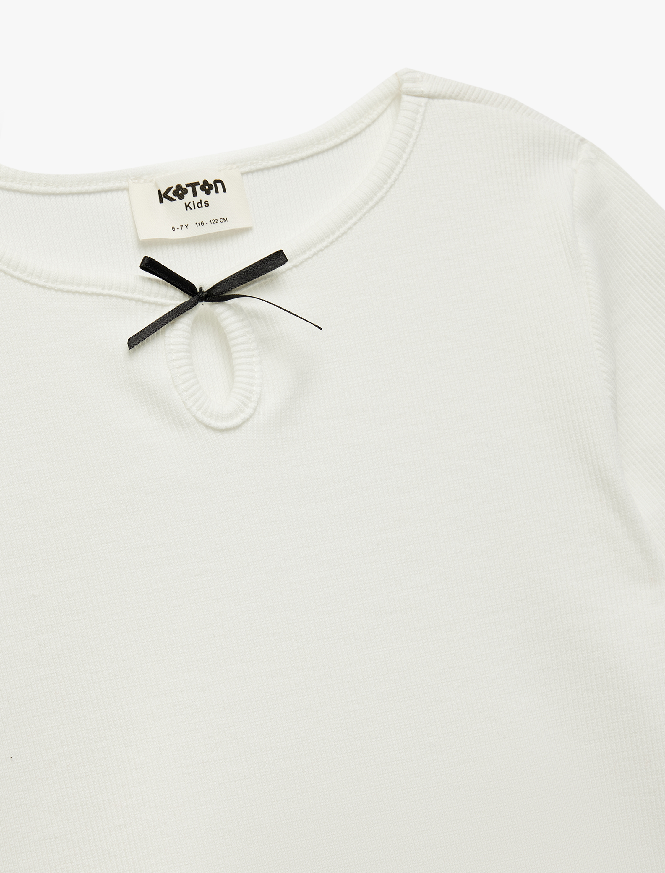  Kız Çocuk Kaşkorse Pamuklu Kısa Kollu Bisiklet Yaka Fiyonklu Tişört