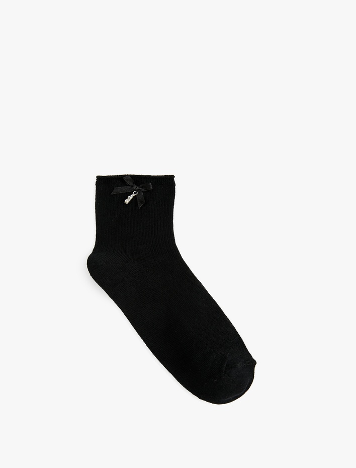 Kadın Pamuklu Fiyonklu Soket Çorap