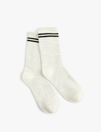 Çizgili Pamuklu Tenis Çorabı