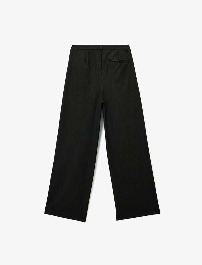  Viskon Karışımlı Normal Bel Geniş Paça Cep Detaylı Palazzo Pantolon