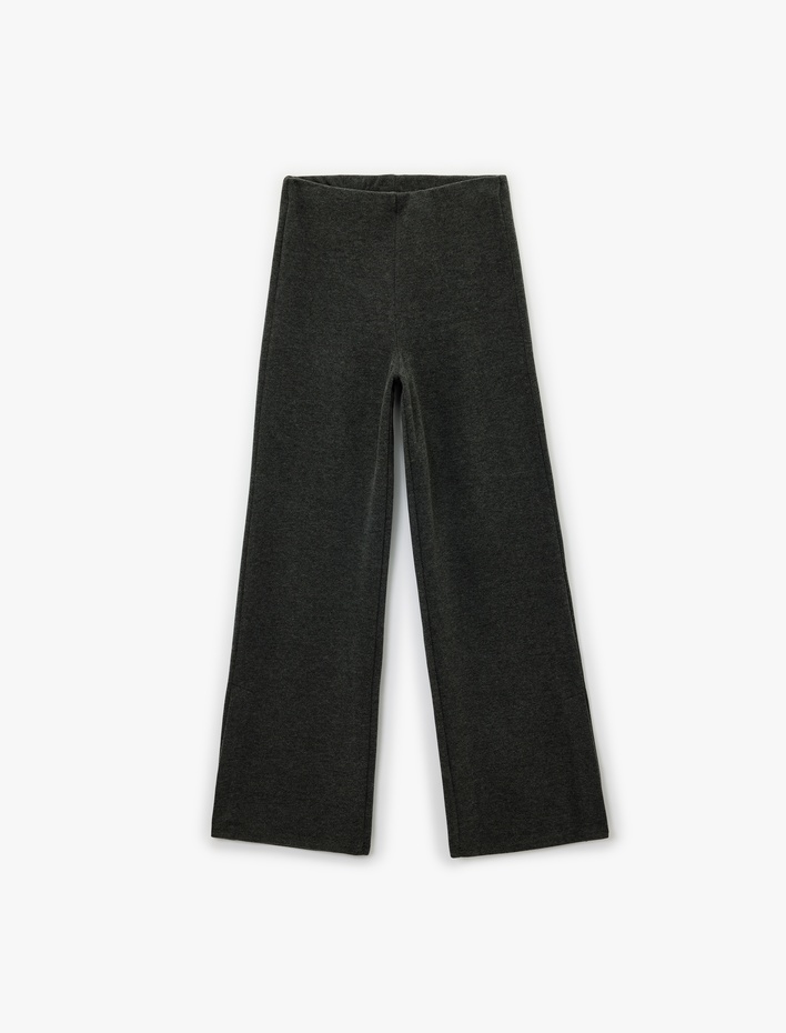  Standart Bel Düz Bol Paça Pantolon