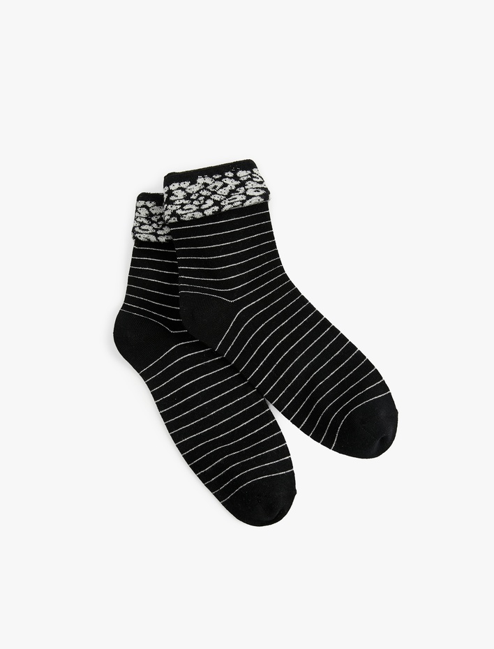 Kadın Çizgili Pamuklu Soket Çorap