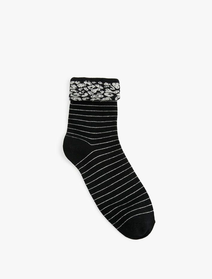 Kadın Çizgili Pamuklu Soket Çorap