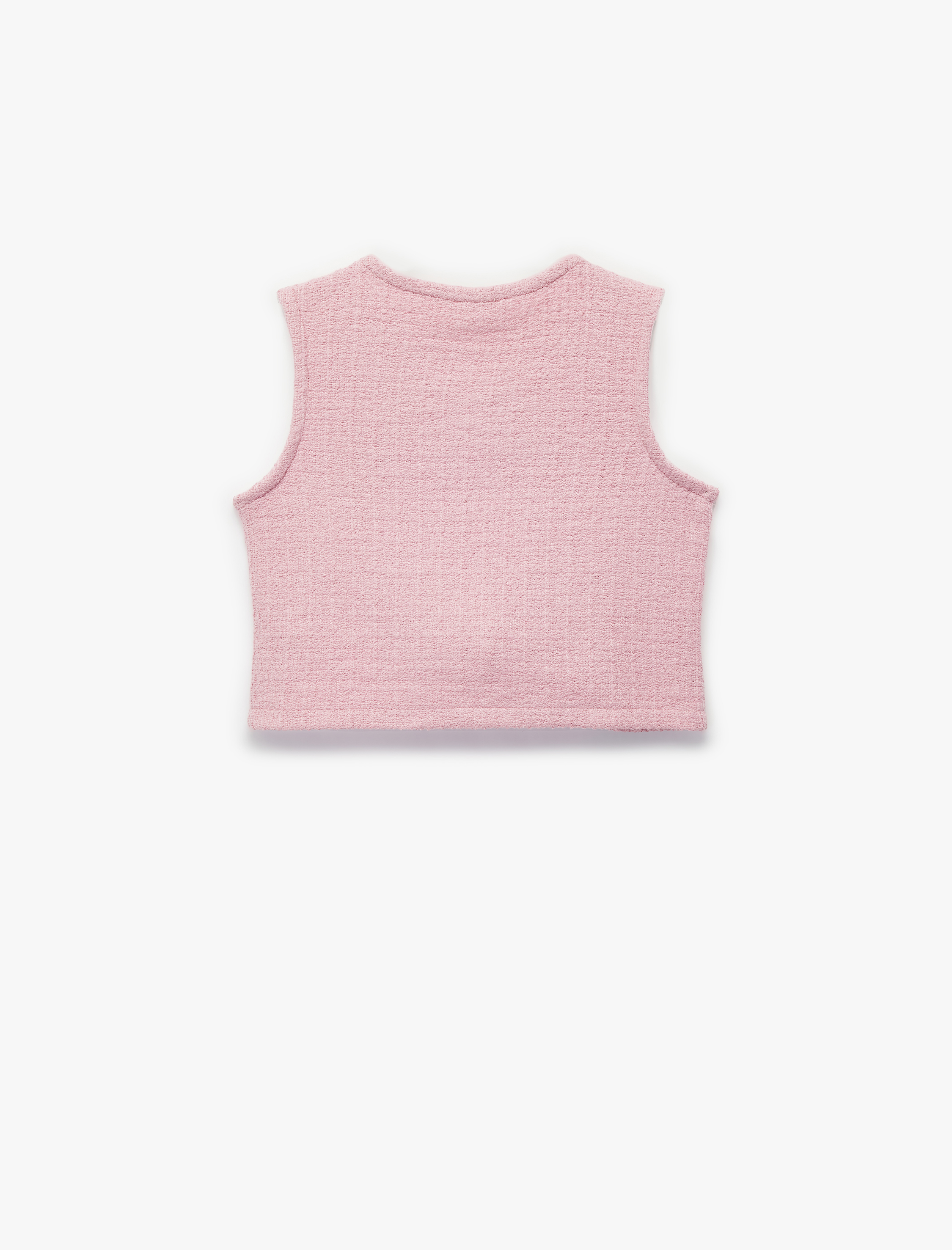  Kız Çocuk Düğmeli Bisiklet Yaka Crop Tüvit Yelek