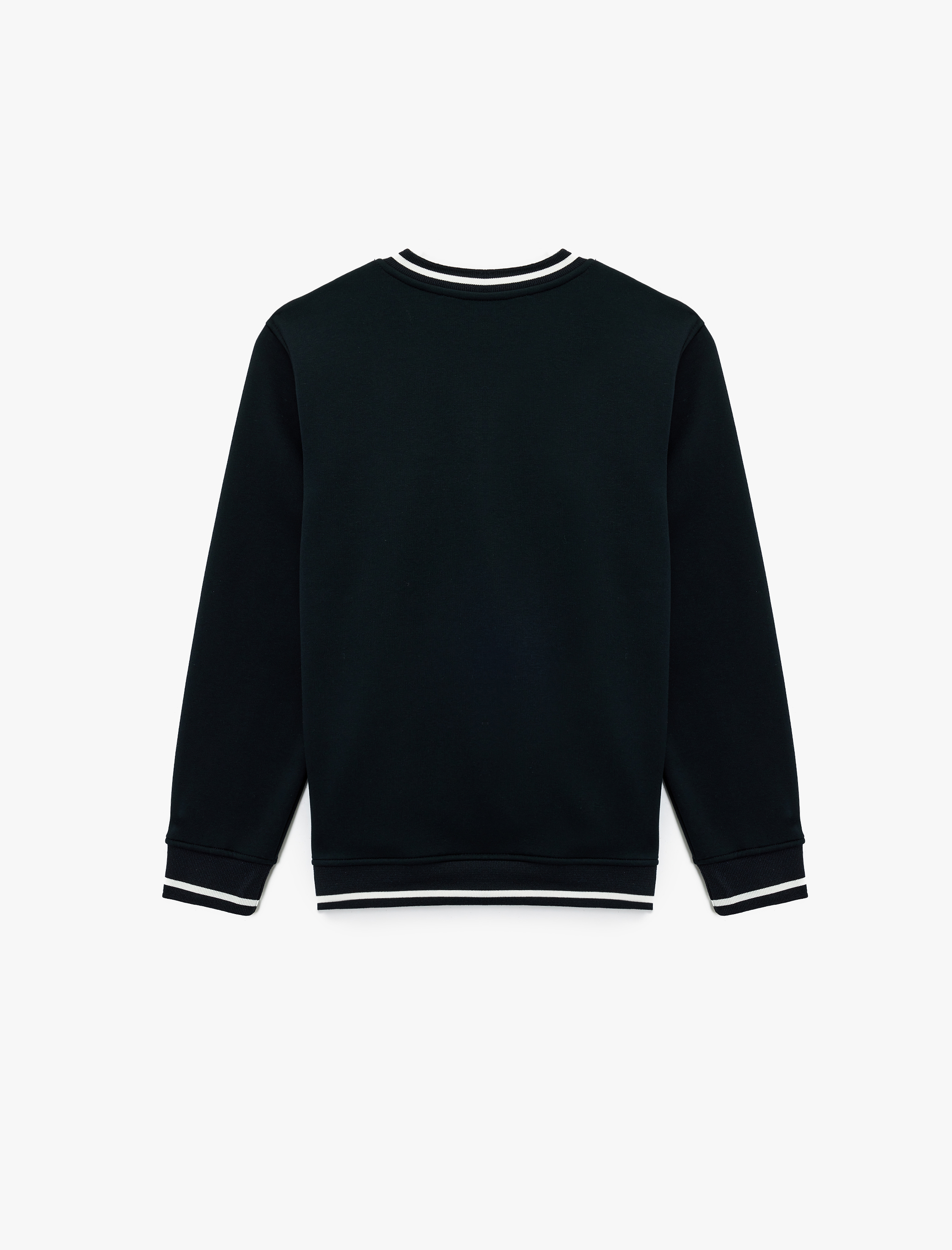   Regular Fit Uzun Kollu Çizgi Detaylı Şardonlu V Yaka Sweatshirt