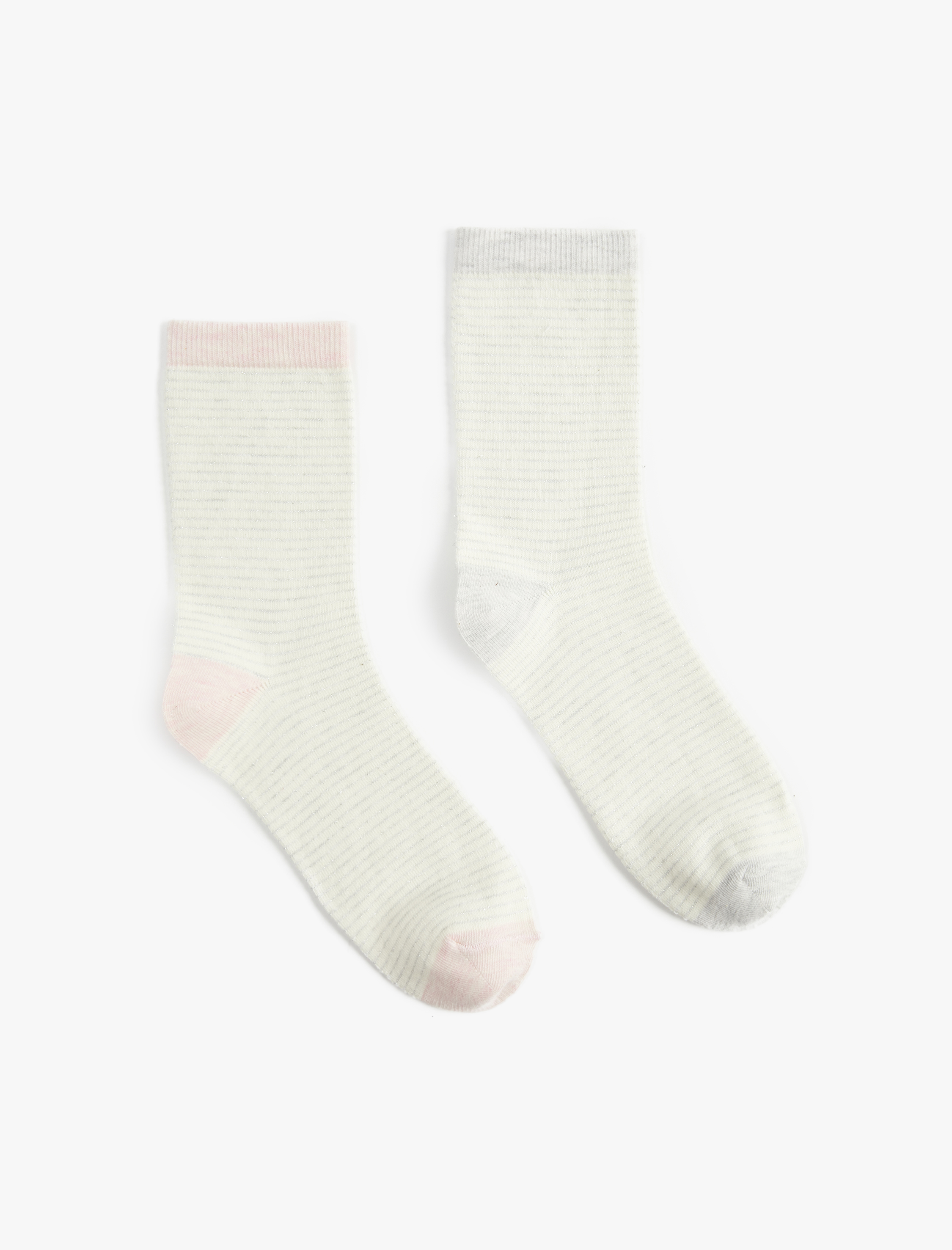  Kadın Çizgili 2'li Soket Çorap Seti