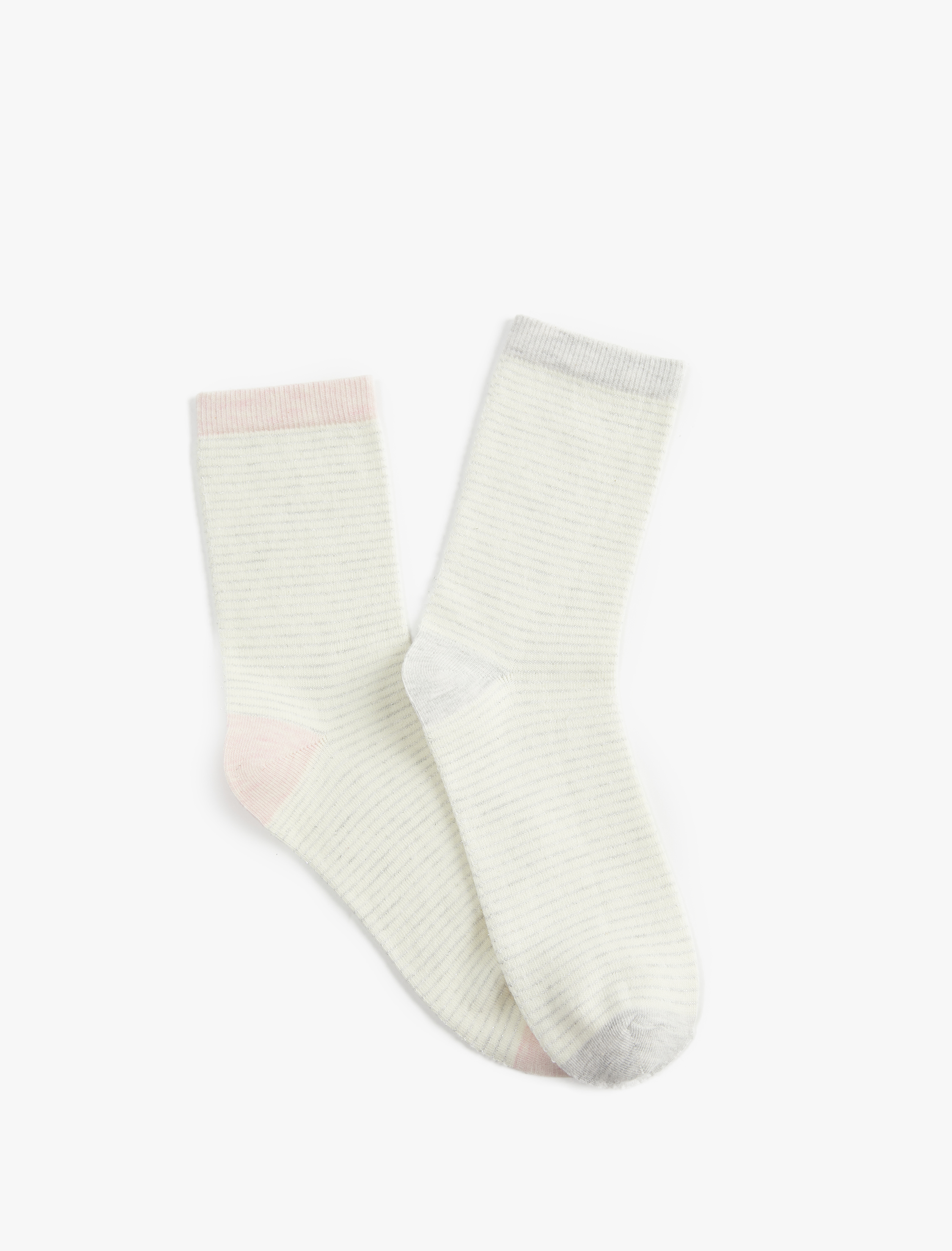 Kadın Çizgili 2'li Soket Çorap Seti