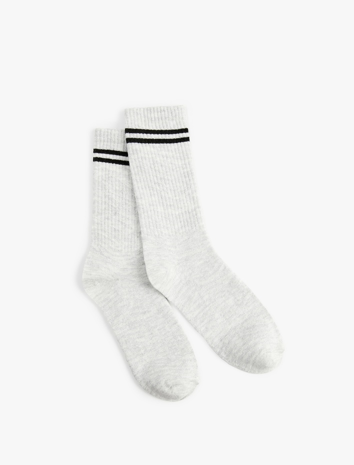 Kadın Çizgili Pamuklu Tenis Çorabı