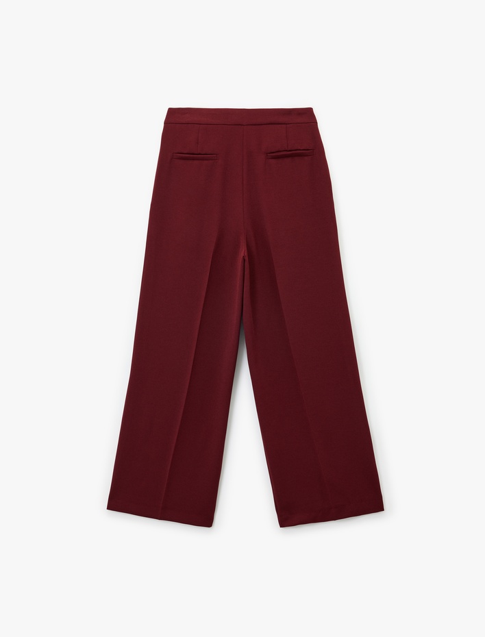  Kemer Detaylı Bilek Boy Geniş Paça Krep Palazzo Pantolon