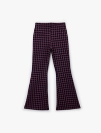 Slim Fit Desenli İspanyol Paça Pantolon