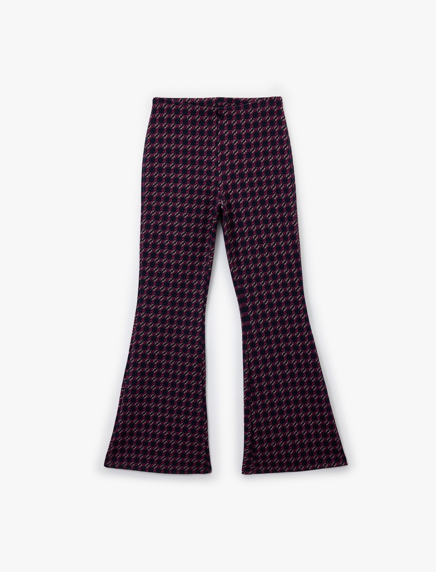   Slim Fit Desenli İspanyol Paça Pantolon