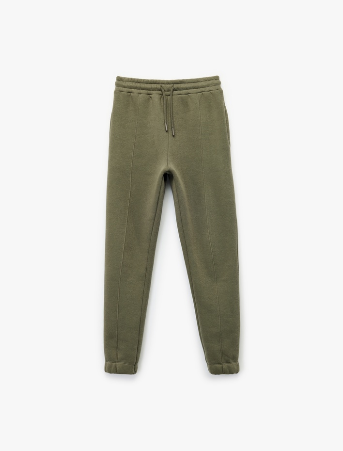 Erkek Çocuk Beli Bağcıklı Cep Detaylı Pamuklu Şardonlu Basic Eşofman Altı