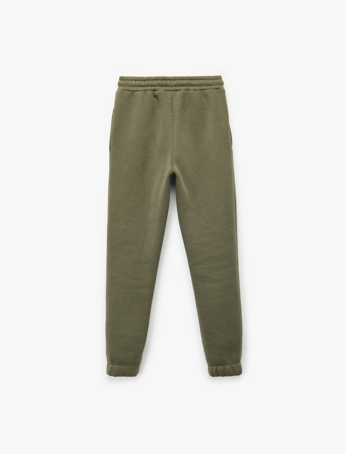 Erkek Çocuk Beli Bağcıklı Cep Detaylı Pamuklu Şardonlu Basic Eşofman Altı