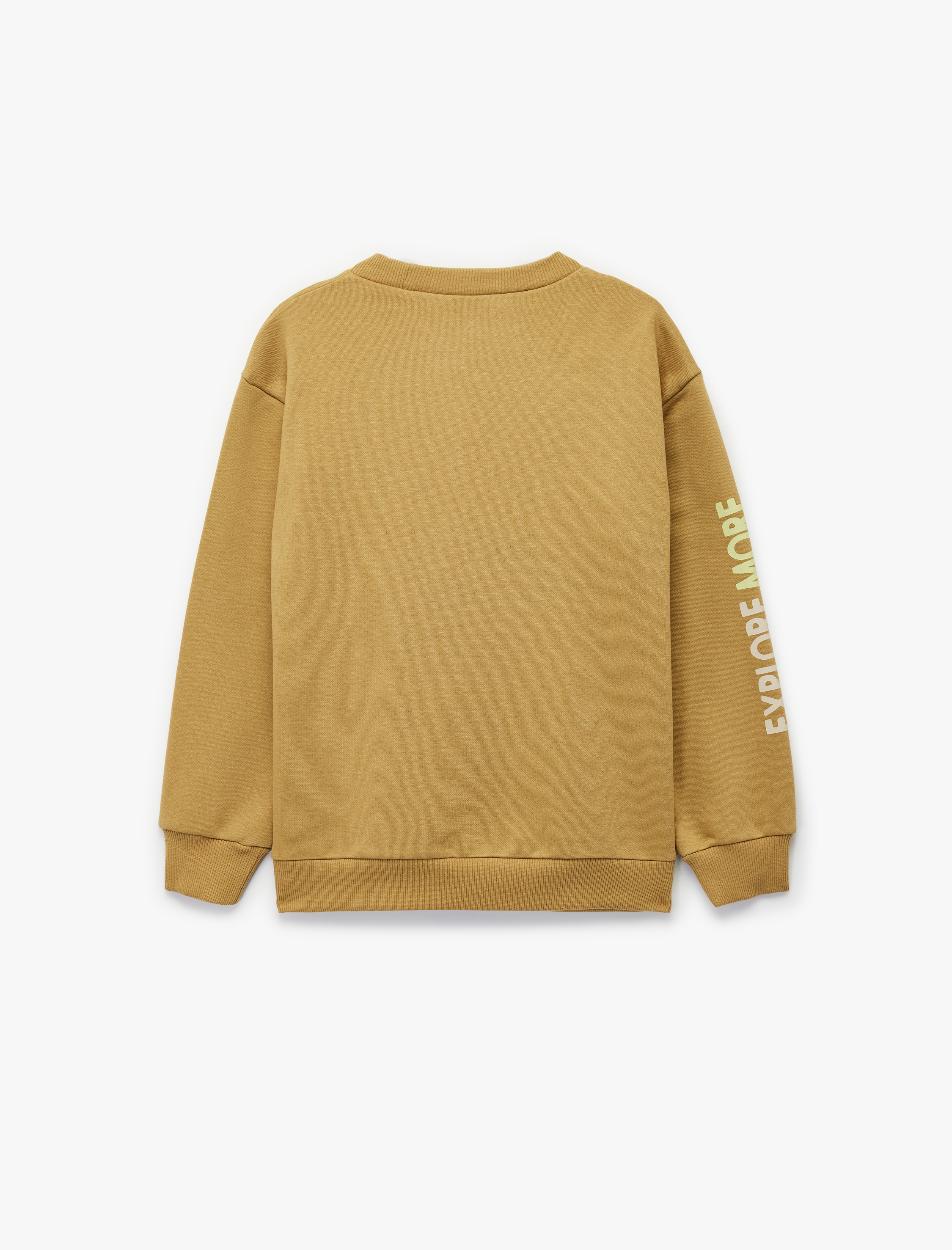  Erkek Çocuk Üç İplik Şardonlu Uzun Kollu Bisiklet Yaka Baskılı Oversize Sweatshirt