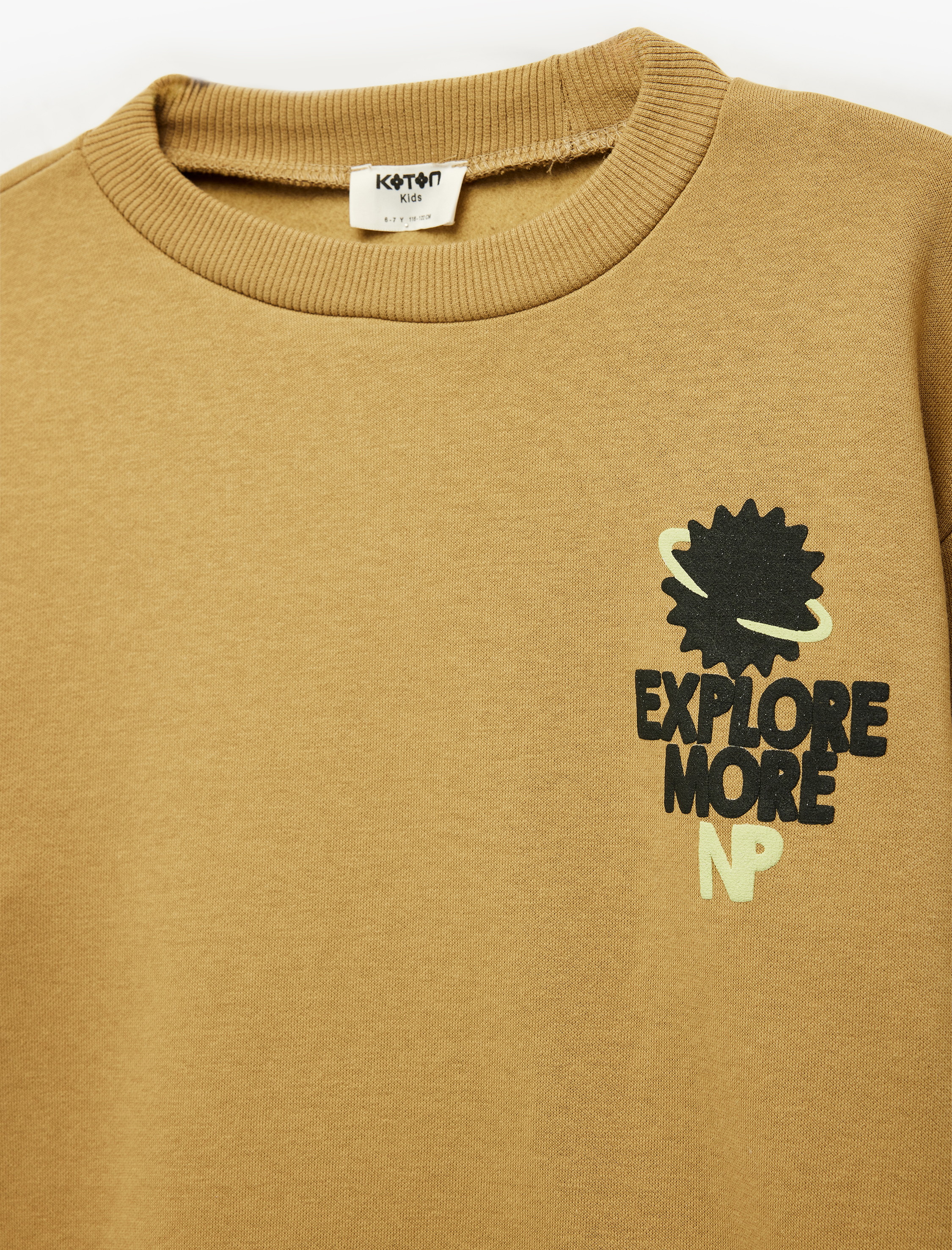  Erkek Çocuk Üç İplik Şardonlu Uzun Kollu Bisiklet Yaka Baskılı Oversize Sweatshirt