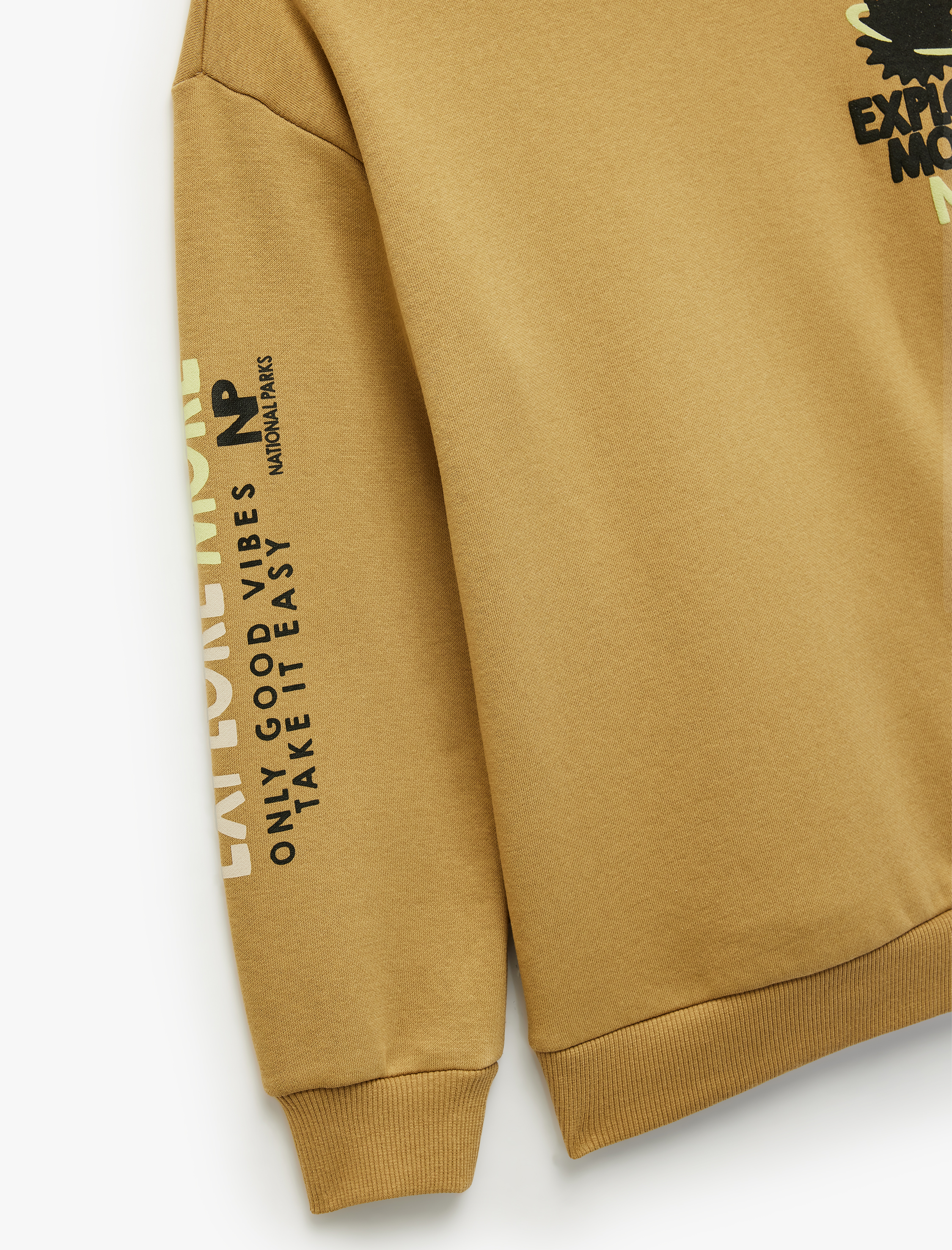  Erkek Çocuk Üç İplik Şardonlu Uzun Kollu Bisiklet Yaka Baskılı Oversize Sweatshirt