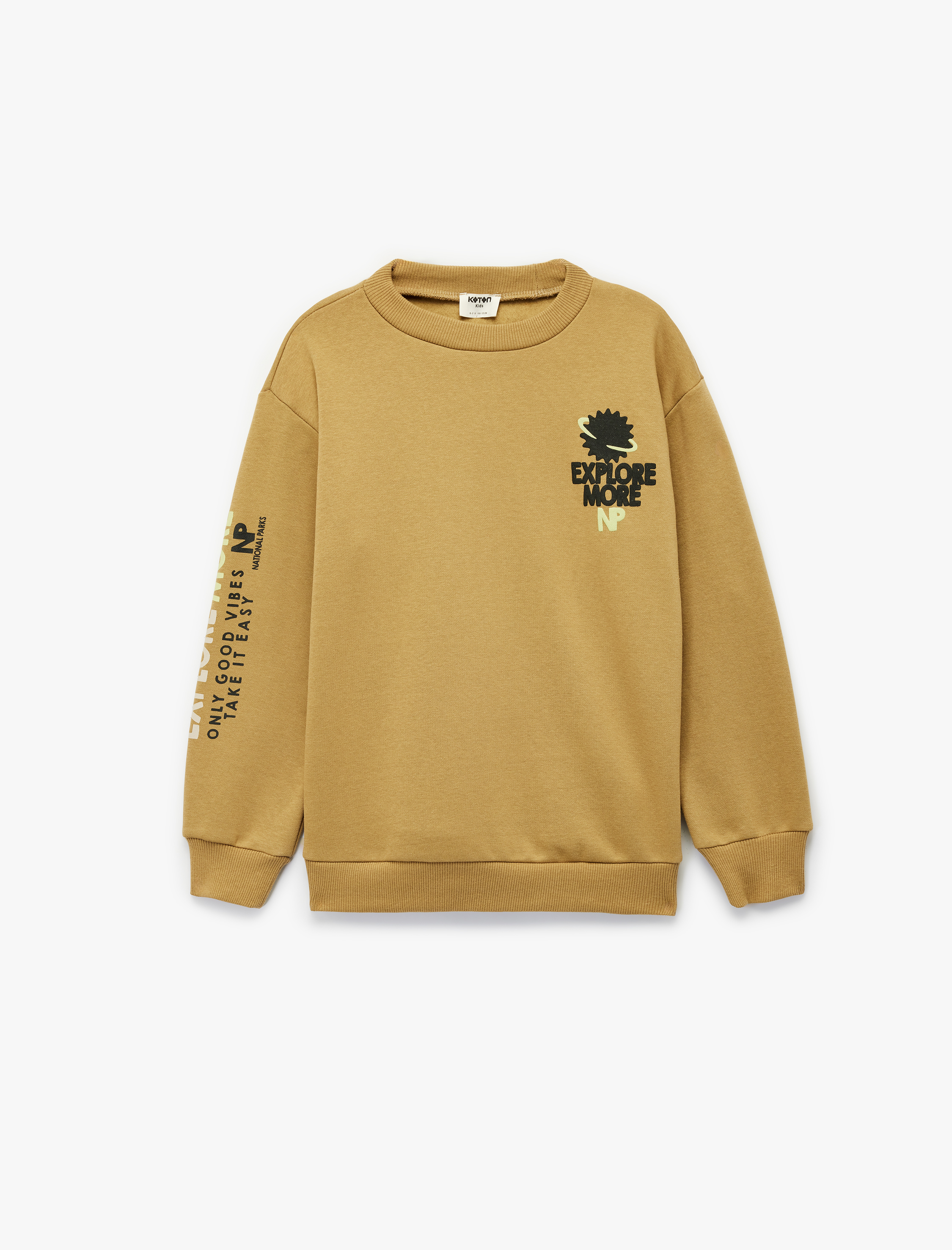  Erkek Çocuk Üç İplik Şardonlu Uzun Kollu Bisiklet Yaka Baskılı Oversize Sweatshirt