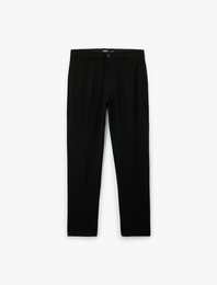 Slim Fit Cep Detaylı Viskon Karışımlı Kumaş Pantolon