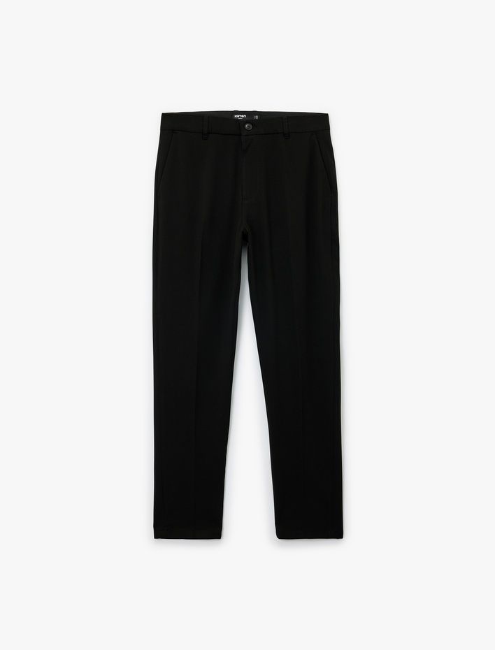  Slim Fit Cep Detaylı Viskon Karışımlı Kumaş Pantolon