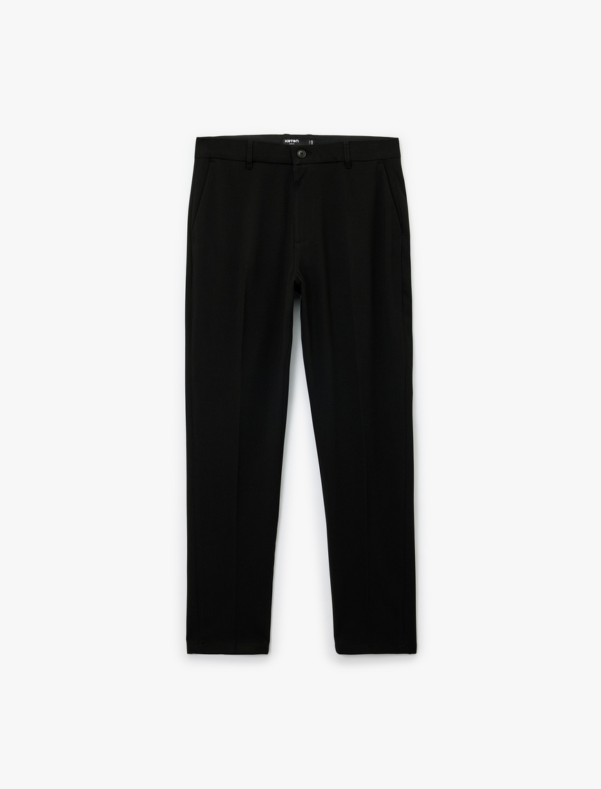   Slim Fit Cep Detaylı Viskon Karışımlı Kumaş Pantolon