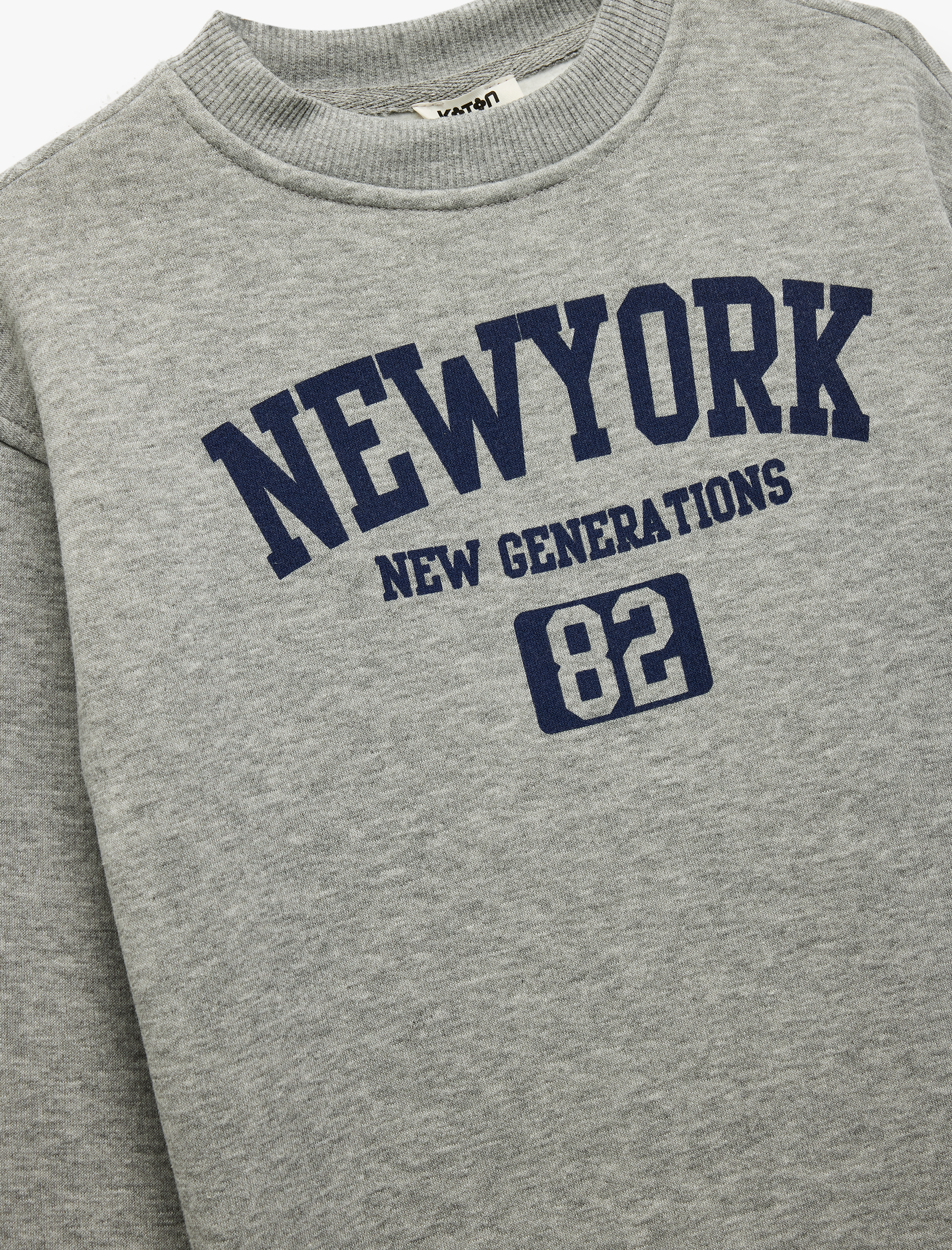  Erkek Çocuk Oversize Uzun Kollu Bisiklet Yaka Şardonlu Baskılı Sweatshirt