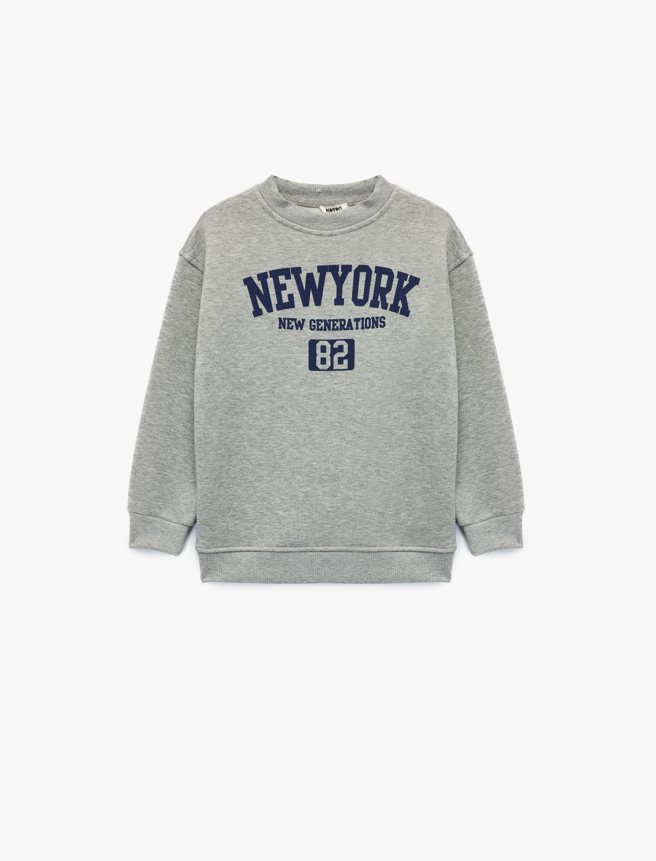  Erkek Çocuk Oversize Uzun Kollu Bisiklet Yaka Şardonlu Baskılı Sweatshirt