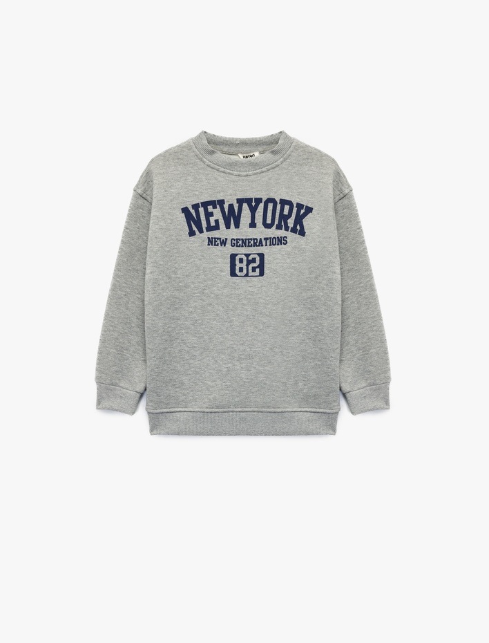 Erkek Çocuk Oversize Uzun Kollu Bisiklet Yaka Şardonlu Baskılı Sweatshirt