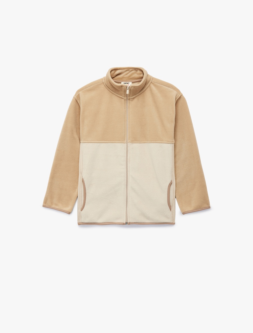 Koton Dik Yaka Uzun Kollu Fermuarlı Polar Sweatshirt