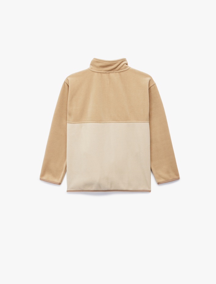 Erkek Çocuk Dik Yaka Uzun Kollu Fermuarlı Polar Sweatshirt