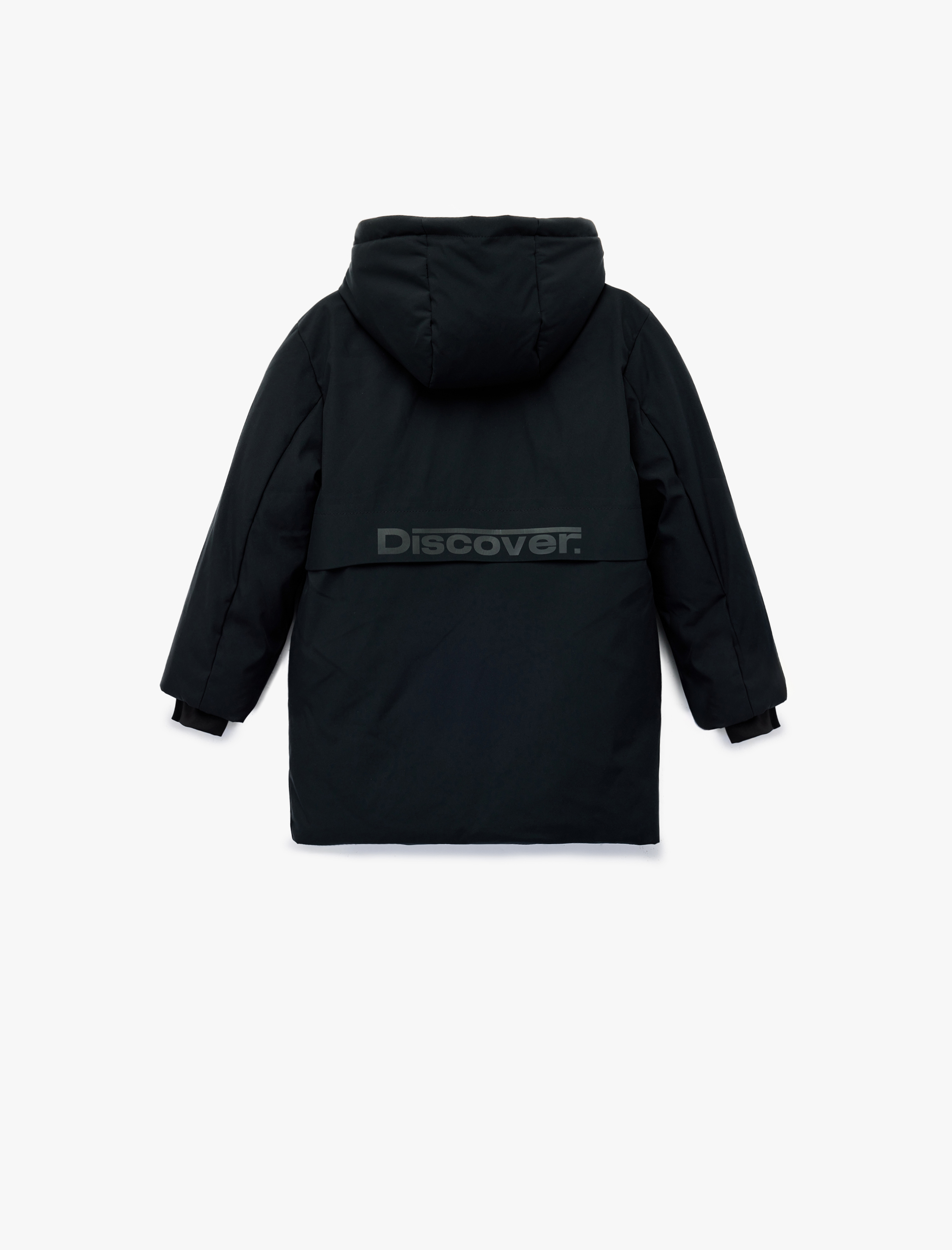  Erkek Çocuk Uzun Kollu Çıtçıt Detaylı Cepli Slim Fit Kapşonlu Mont