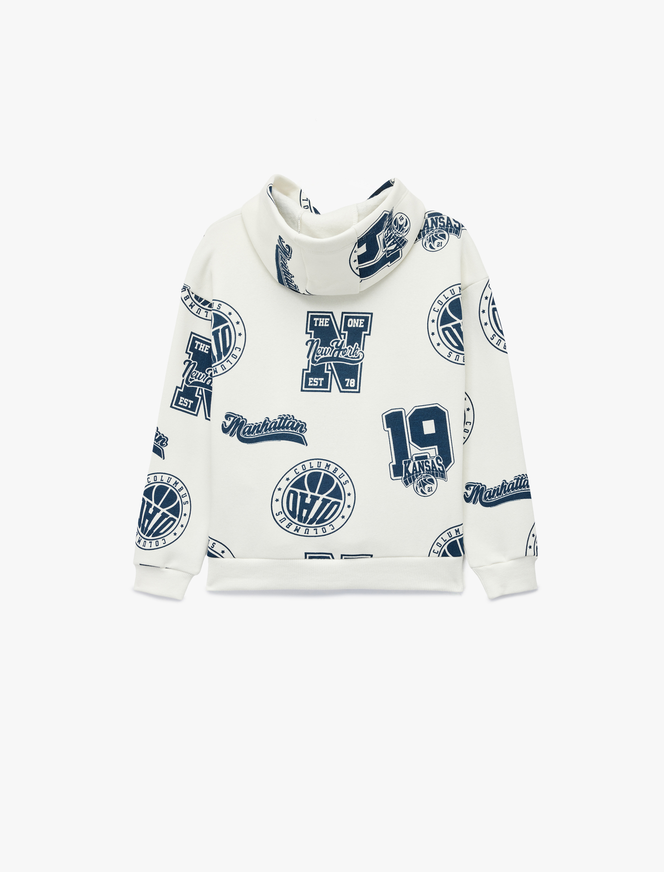  Erkek Çocuk Oversize Uzun Kollu Kapşonlu Baskılı Sweatshirt