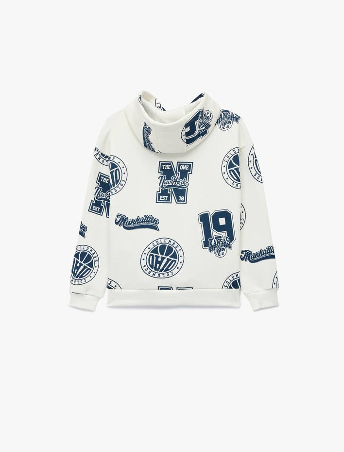 Erkek Çocuk Oversize Uzun Kollu Kapşonlu Baskılı Sweatshirt