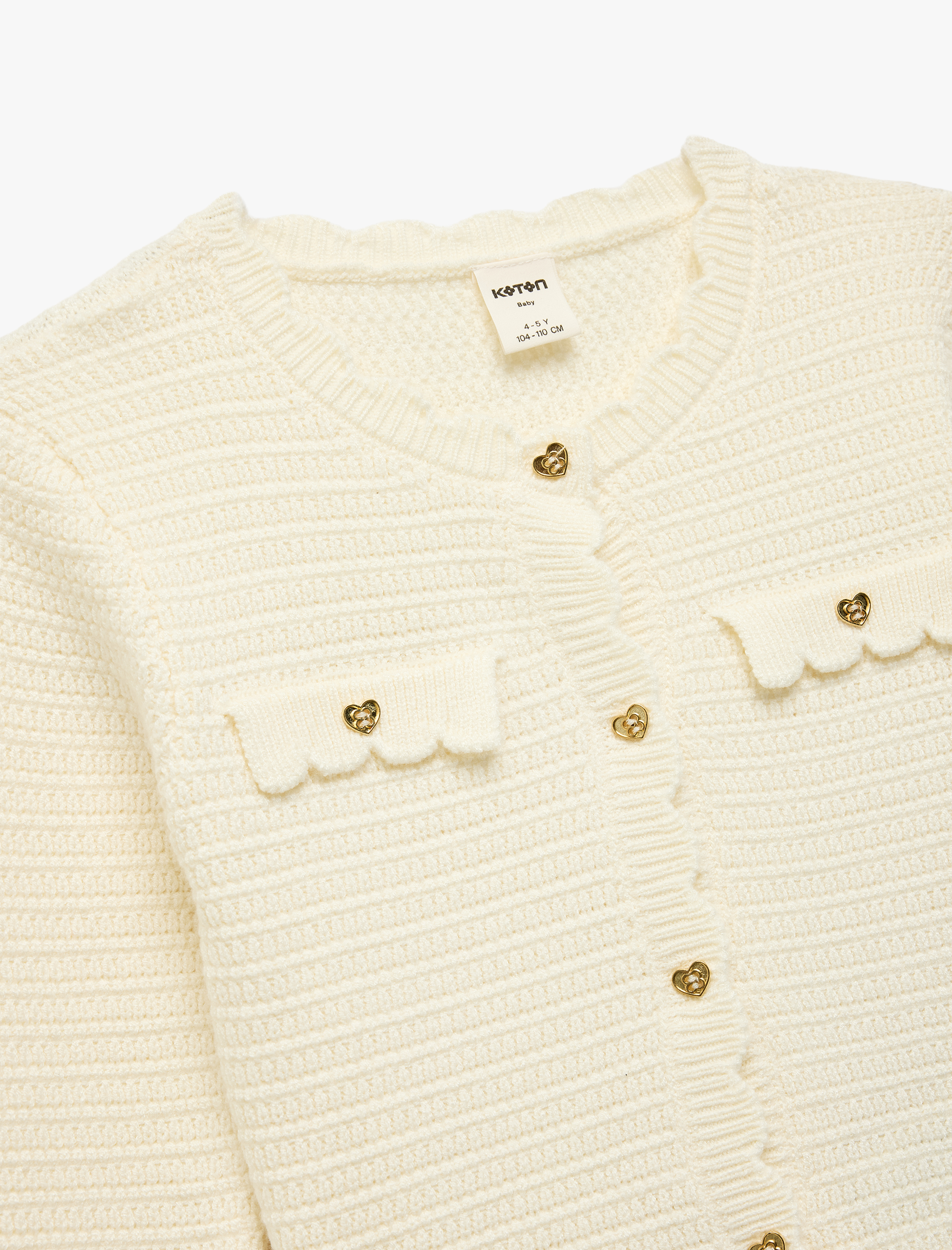 Kız Bebek Viskon Karışımlı Düğmeli Uzun Kollu Bisiklet Yaka Triko Hırka