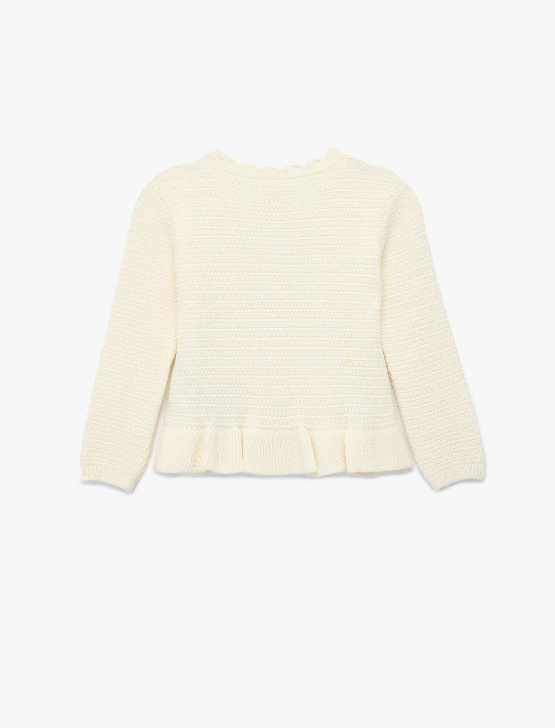 Kız Bebek Viskon Karışımlı Düğmeli Uzun Kollu Bisiklet Yaka Triko Hırka