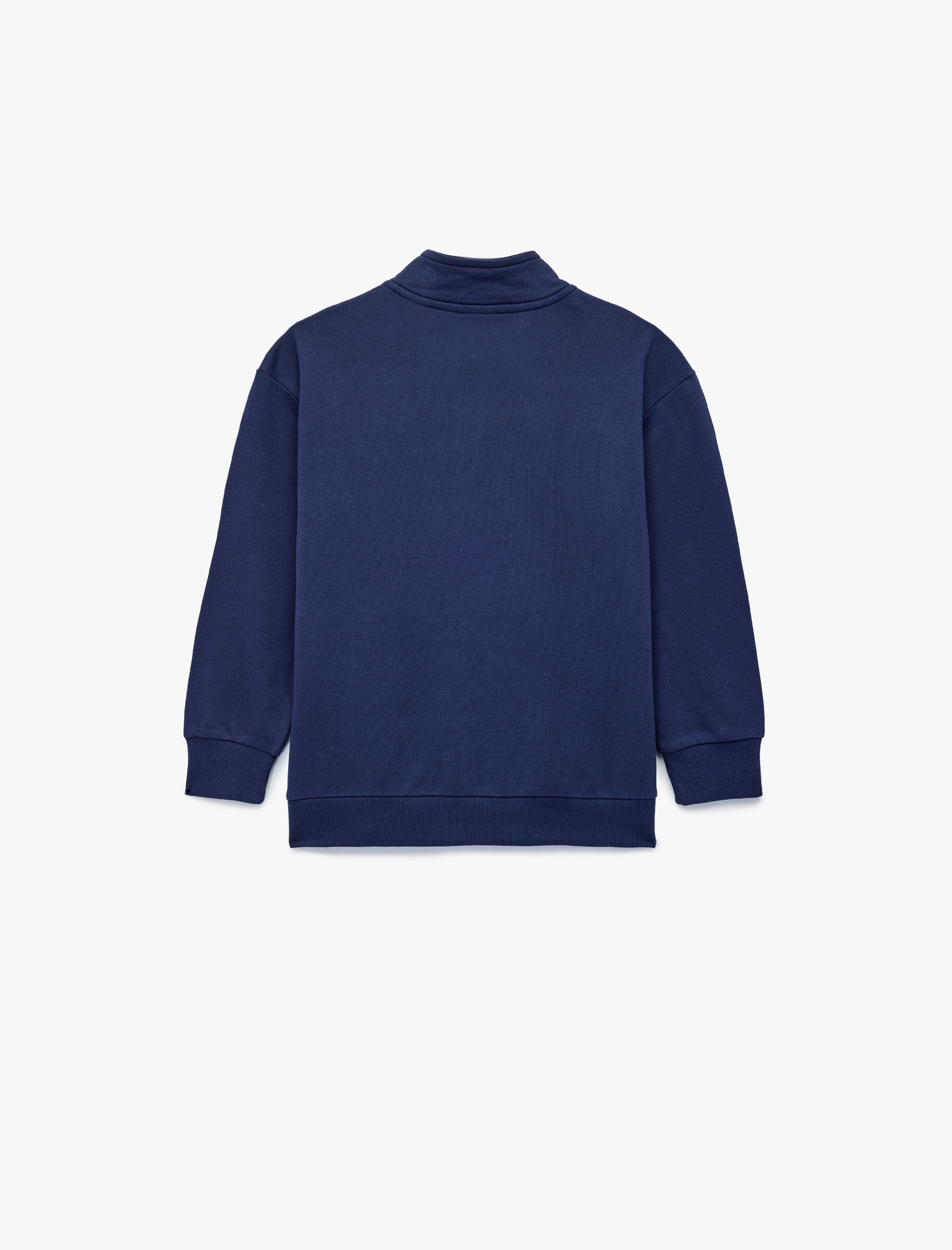  Erkek Çocuk Dik Yaka Uzun Kollu Yarım Fermuarlı Pamuklu Basic Sweatshirt