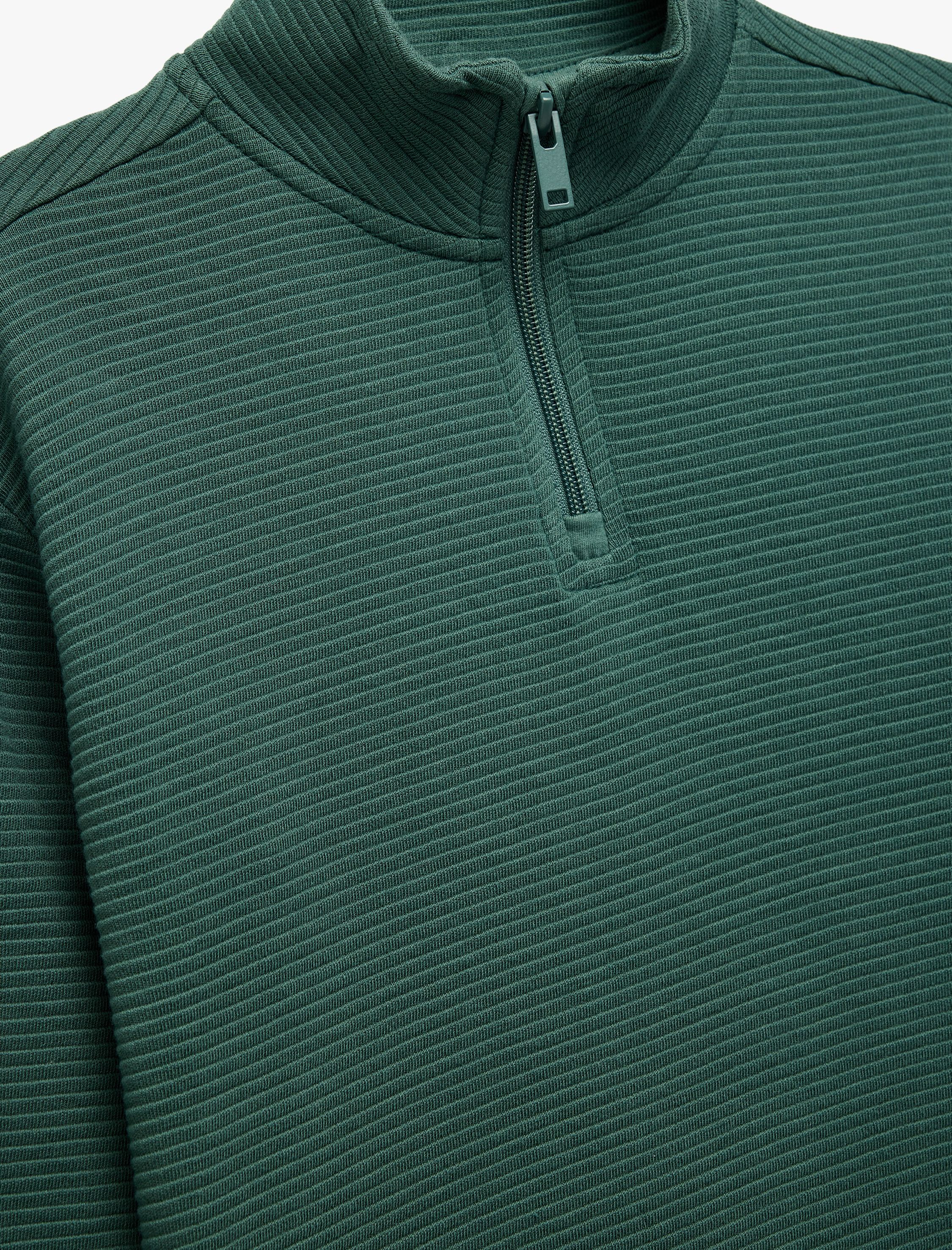  Erkek Çocuk Dik Yaka Uzun Kollu Yarım Fermuarlı Pamuklu Sweatshirt