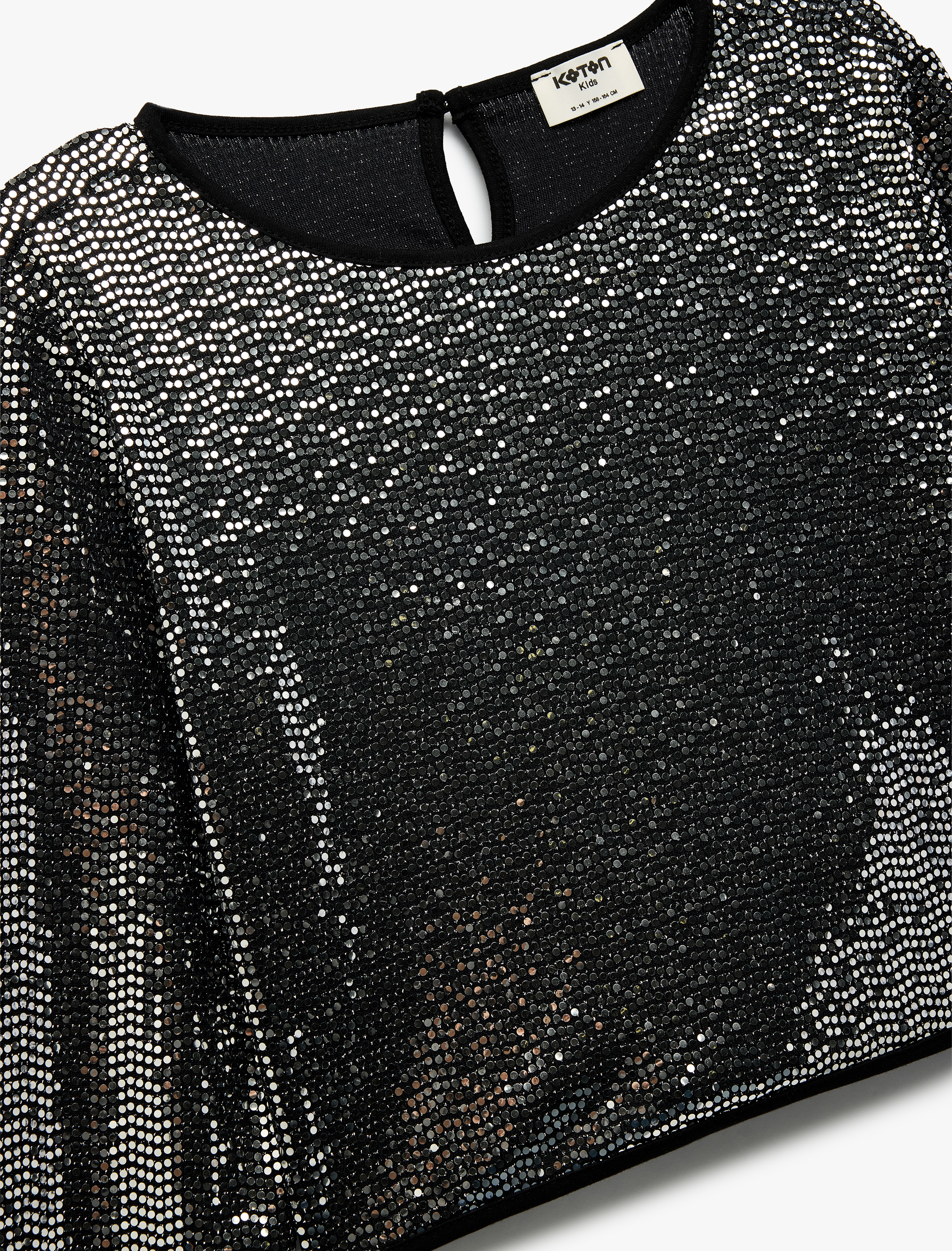  Kız Çocuk Uzun Kollu Bisiklet Yaka Parlak Bluz