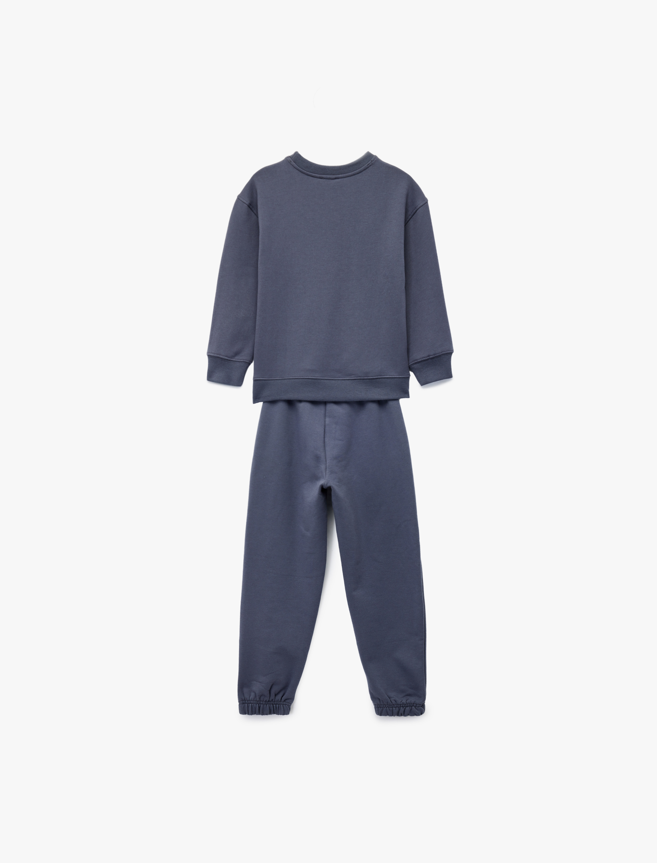  Kız Çocuk Baskılı Uzun Kollu Bisiklet Yaka Şardonlu Eşofman Takımı