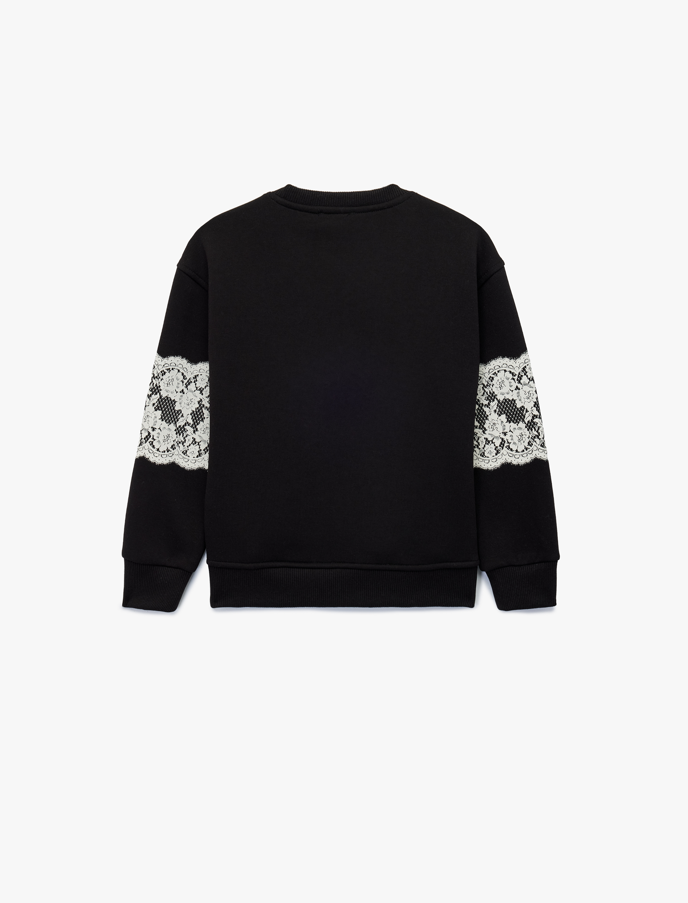  Kız Çocuk Uzun Kollu Bisiklet Yaka İşlemeli Sweatshirt