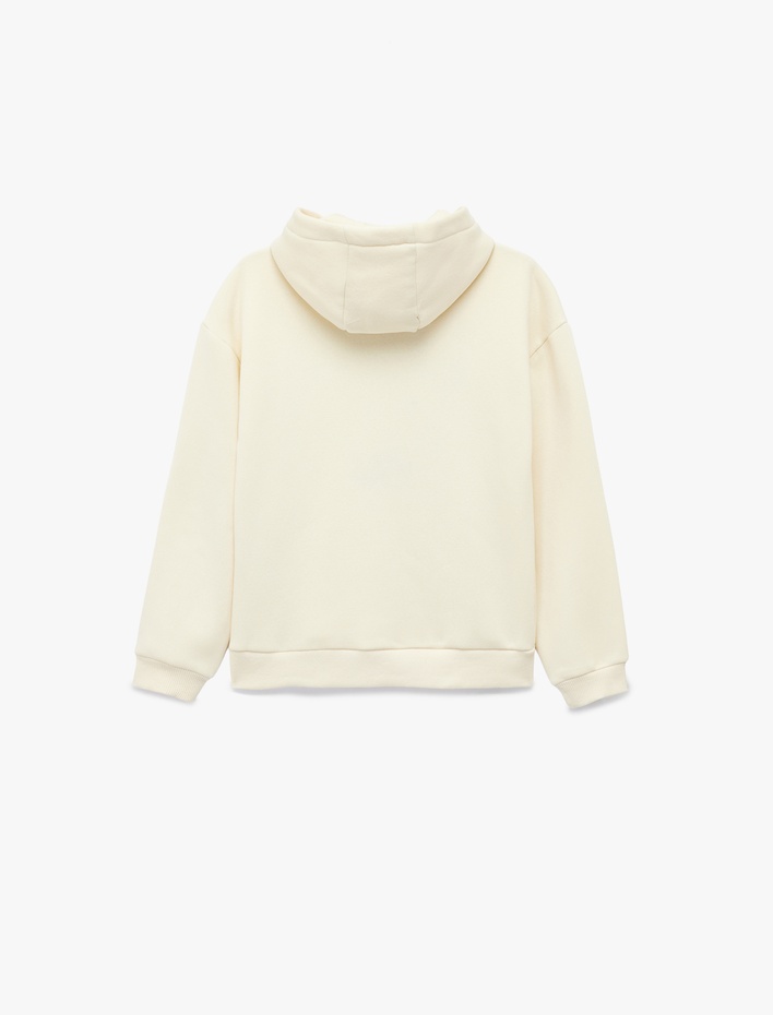 Kız Çocuk Uzun Kollu Ayıcık Baskı Detaylı Oversize Kapşonlu Sweatshirt