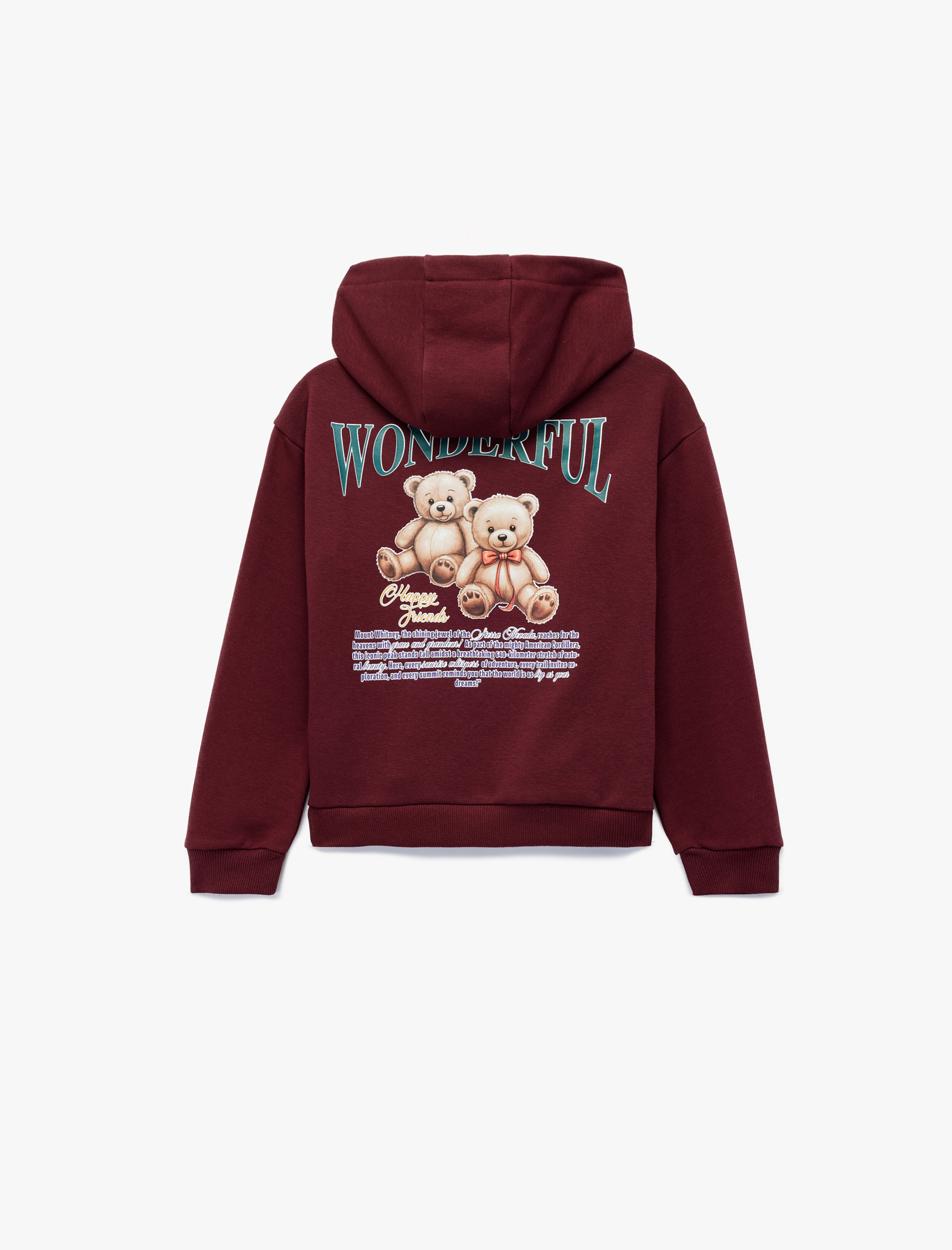 Kız Çocuk Pamuklu Uzun Kollu Baskılı Kapşonlu Sweatshirt