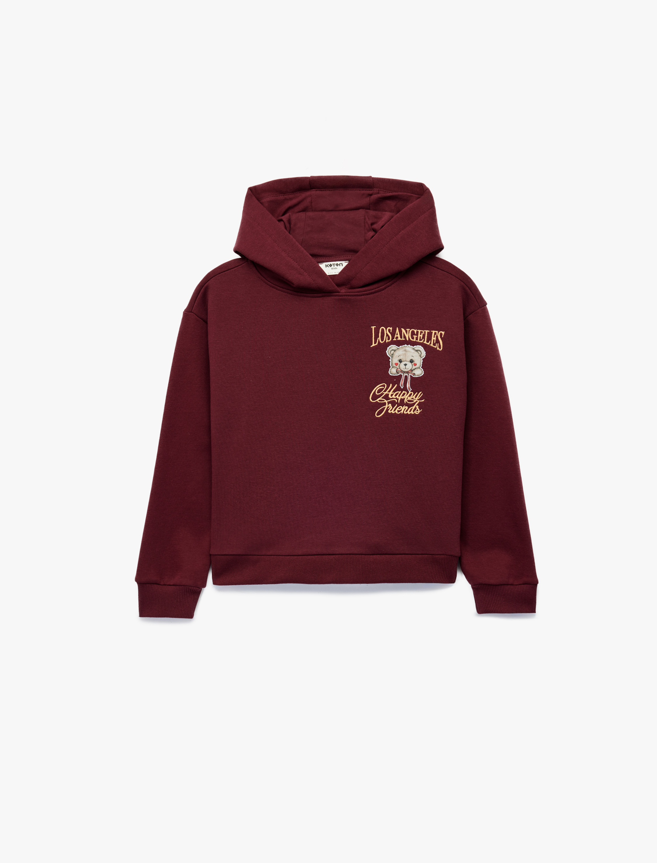 Kız Çocuk Pamuklu Uzun Kollu Baskılı Kapşonlu Sweatshirt