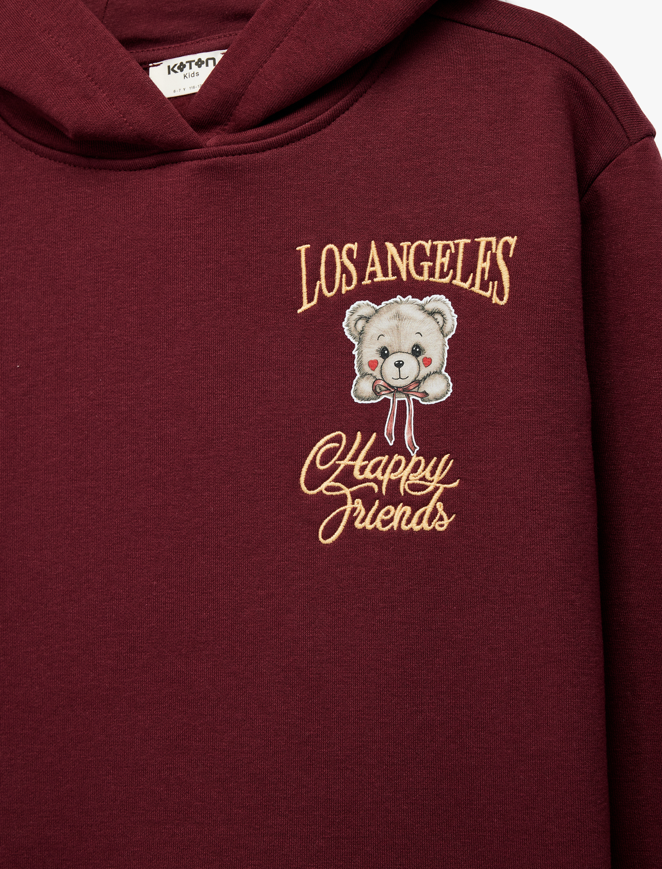 Kız Çocuk Pamuklu Uzun Kollu Baskılı Kapşonlu Sweatshirt