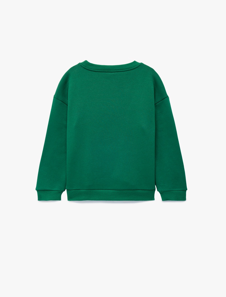  Erkek Bebek Geyik Nakışlı Uzun Kollu Bisiklet Yaka Sweatshirt