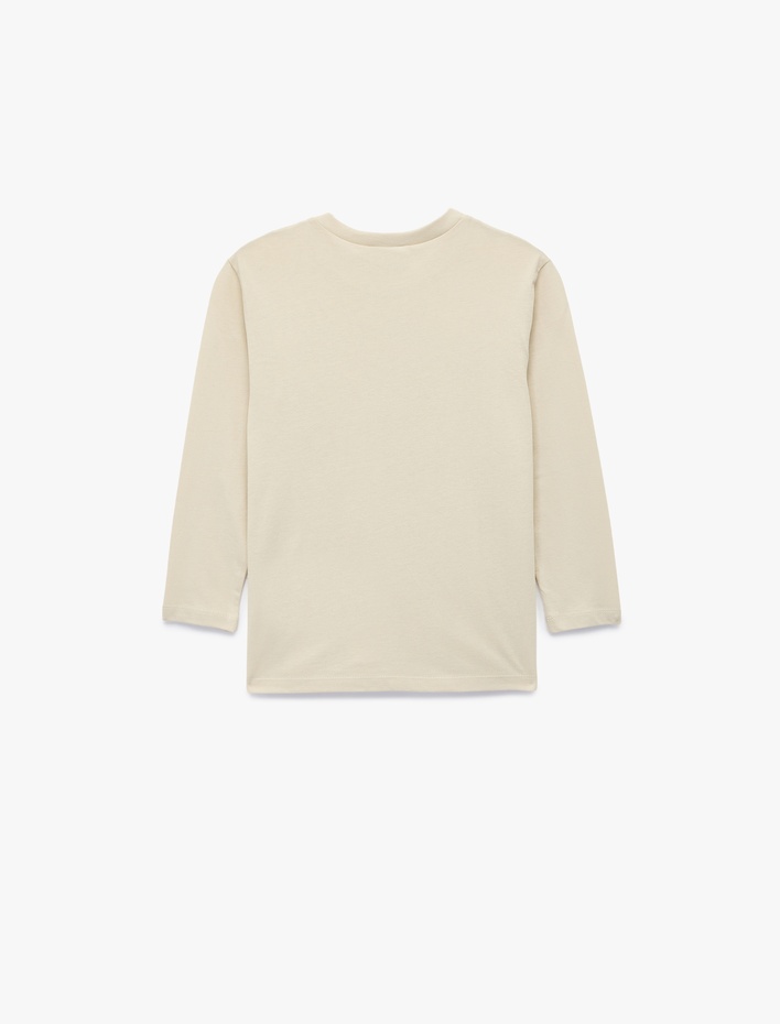 Erkek Çocuk Pamuklu Uzun Kollu Bisiklet Yaka Baskılı Tişört