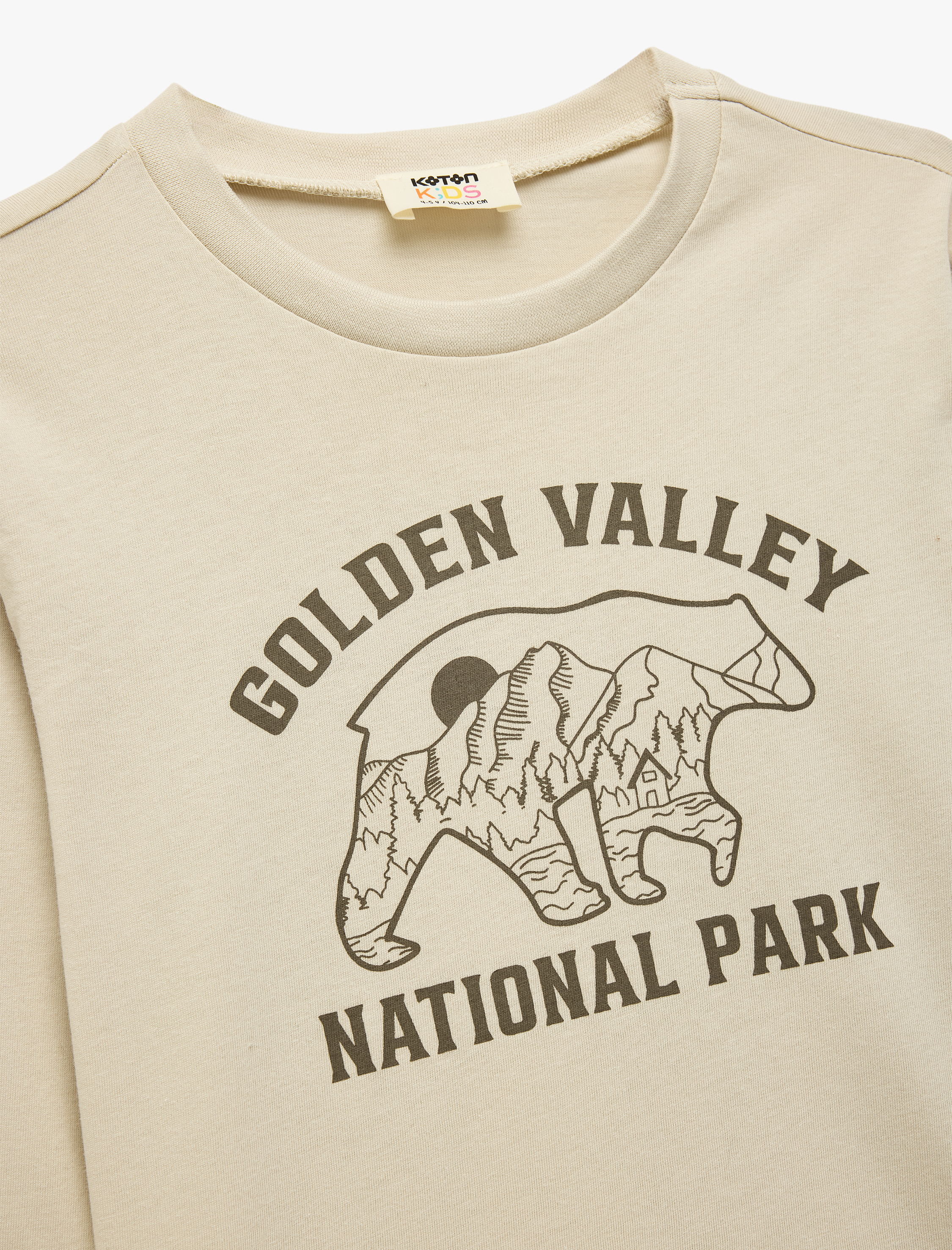  Erkek Çocuk Pamuklu Uzun Kollu Bisiklet Yaka Baskılı Tişört