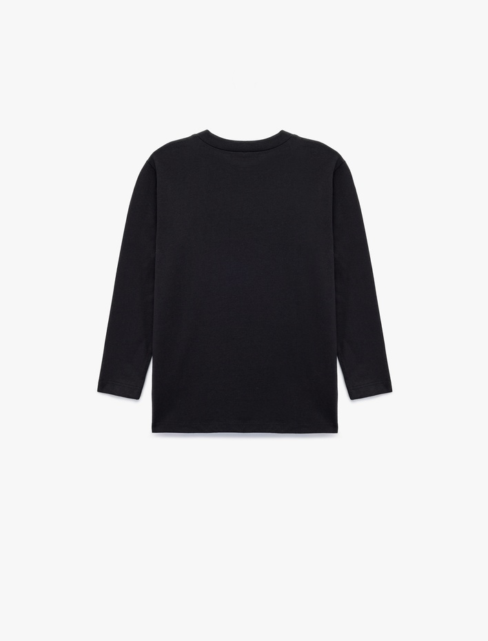 Erkek Çocuk Pamuklu Uzun Kollu Bisiklet Yaka Baskılı Tişört