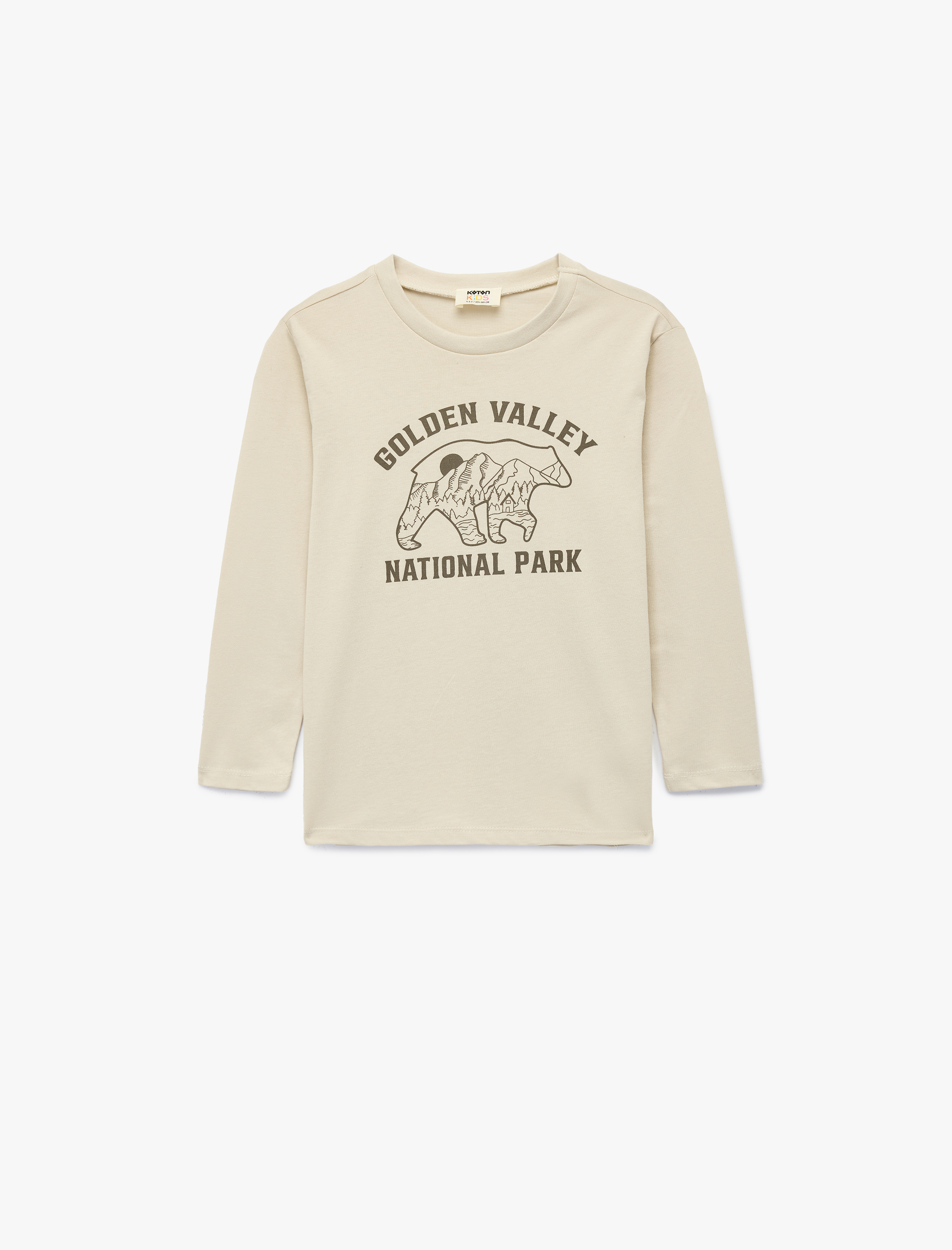  Erkek Çocuk Pamuklu Uzun Kollu Bisiklet Yaka Baskılı Tişört