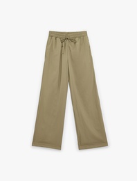 Rahat Kalıp Bağcıklı Yüksek Bel Geniş Paça Spor Eşofman Altı